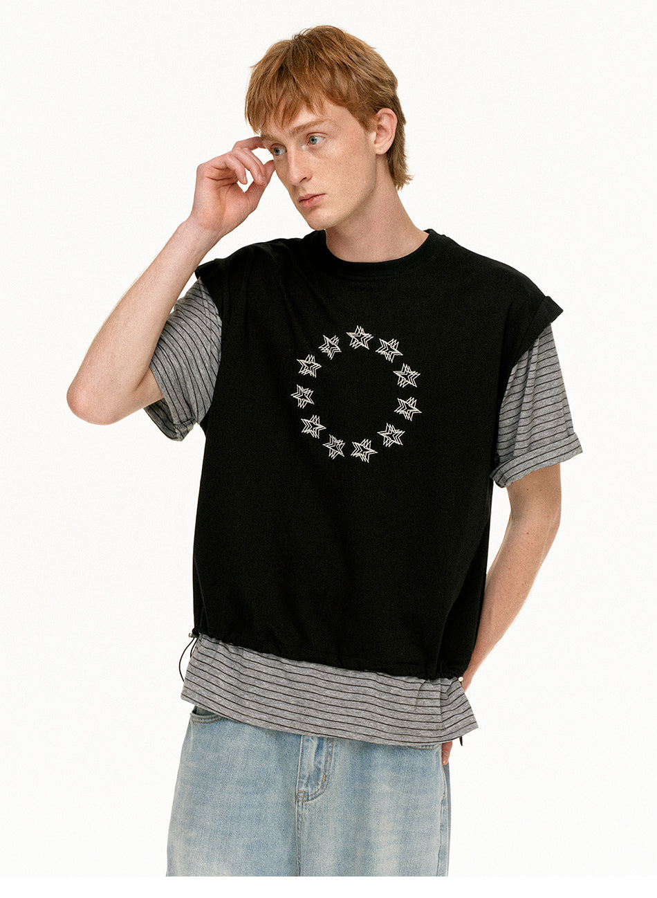 MADWITCH FAUX LAYER STAR TEE #T636