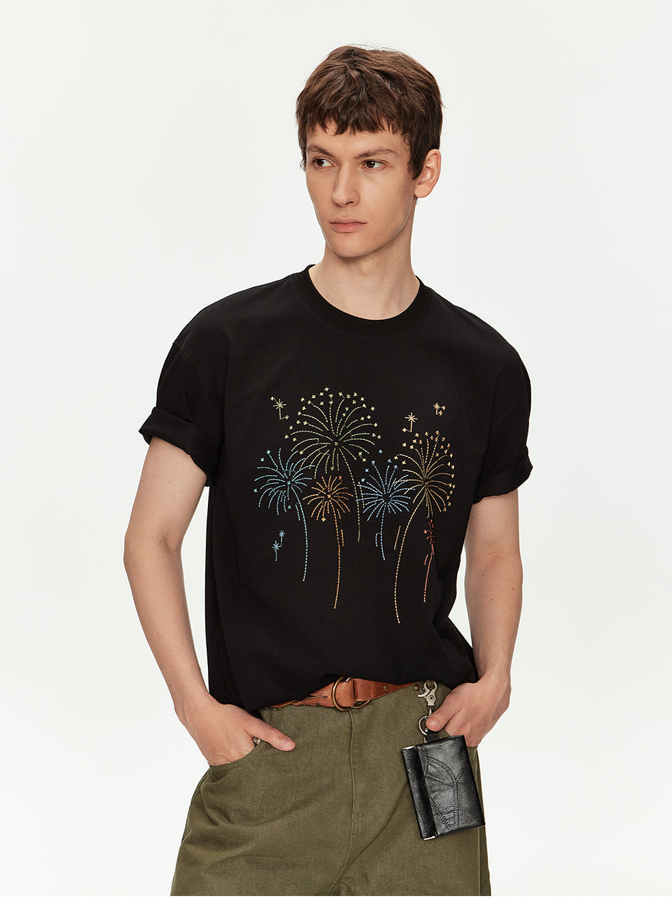 MADWITCH FIREWORK EMBROIDERED VINTAGE T SHIRT #991325