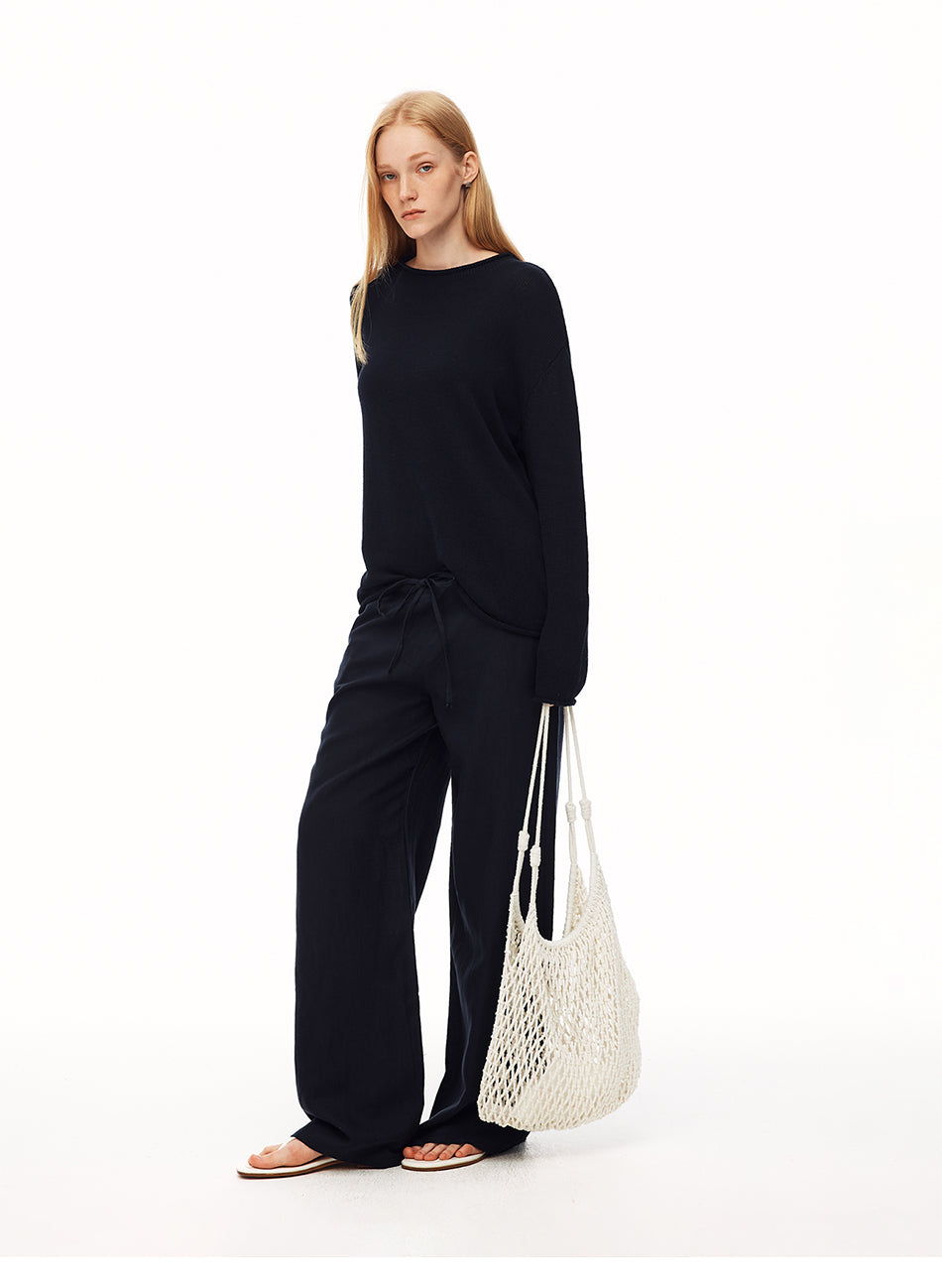 MADWITCH MINIMALIST MOCK NECK ROLL EDGE KNIT SHIRT #MYC021