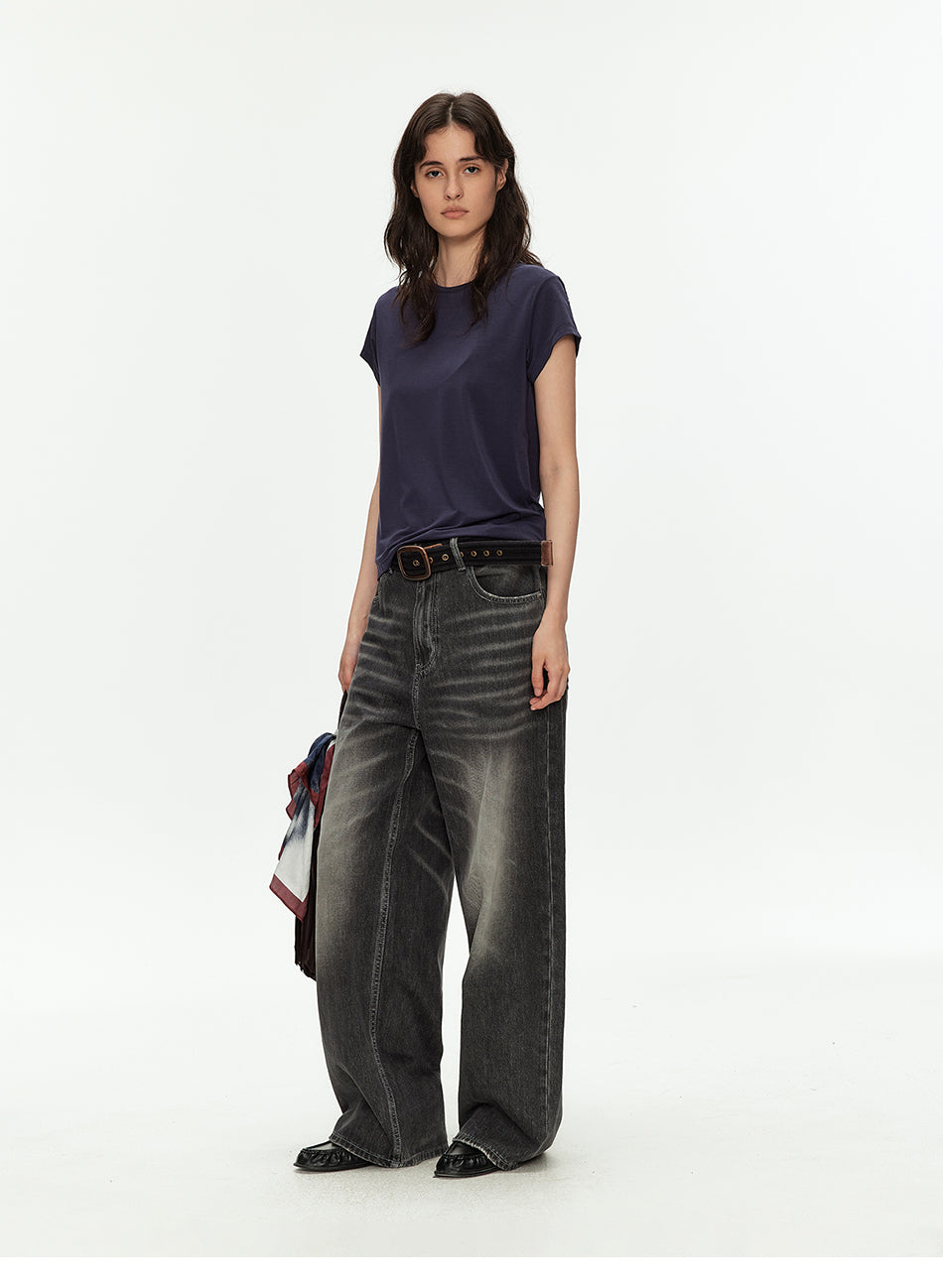 MADWITCH VINTAGE WASHED GRADIENT WIDE JEANS #GPC9805