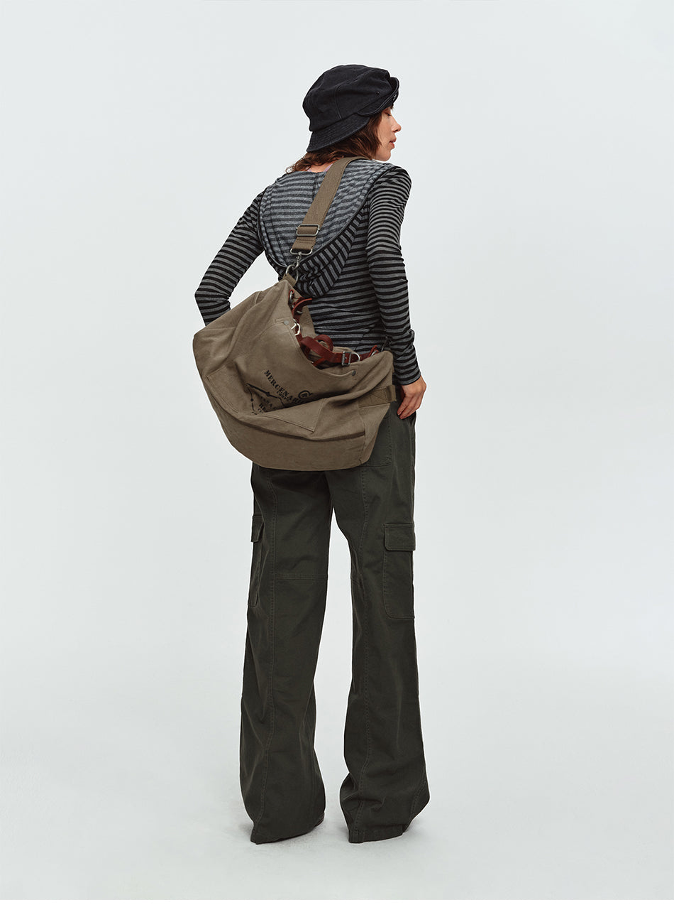 MADWITCH MULTI-POCKET DRAWSTRING WIDE-LEG CARGO PANTS #AN9528