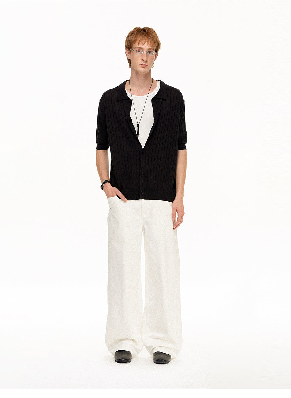 MADWITCH RIBBED POLO RELAXED TEE #AB1170