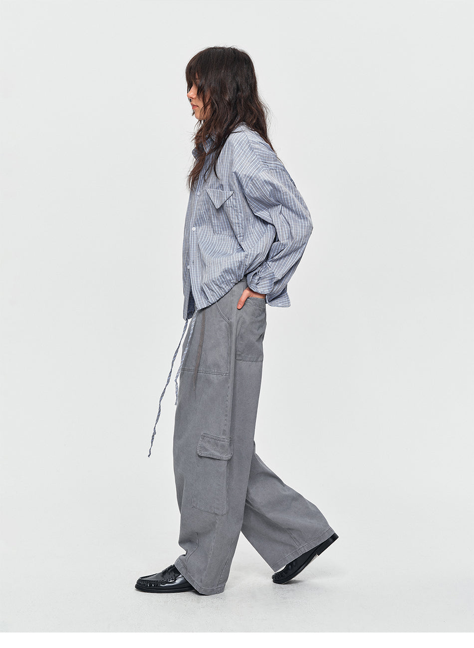 MADWITCH WASHED DRAWSTRING CARGO PANTS #A642