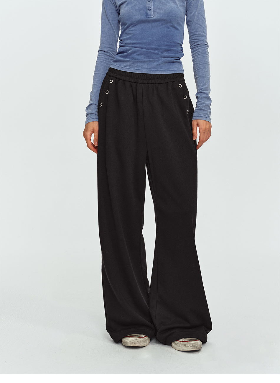 MADWITCH EYELET STUDDED WIDE-LEG SWEATPANTS #CK61109