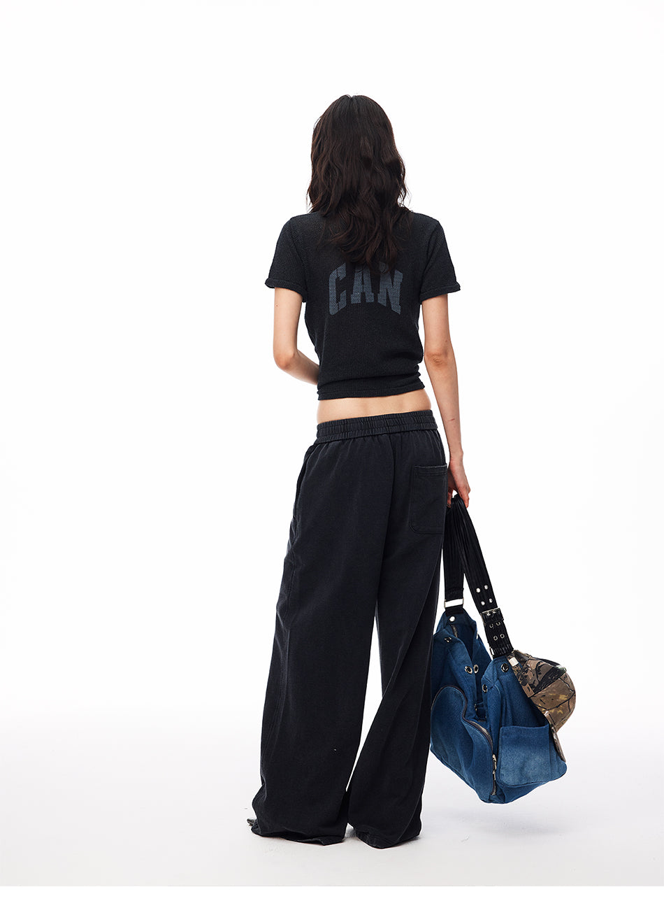 MADWITCH VINTAGE WASHED DISTRESSED KNIT SHORT-SLEEVE T-SHIRT #MYC020