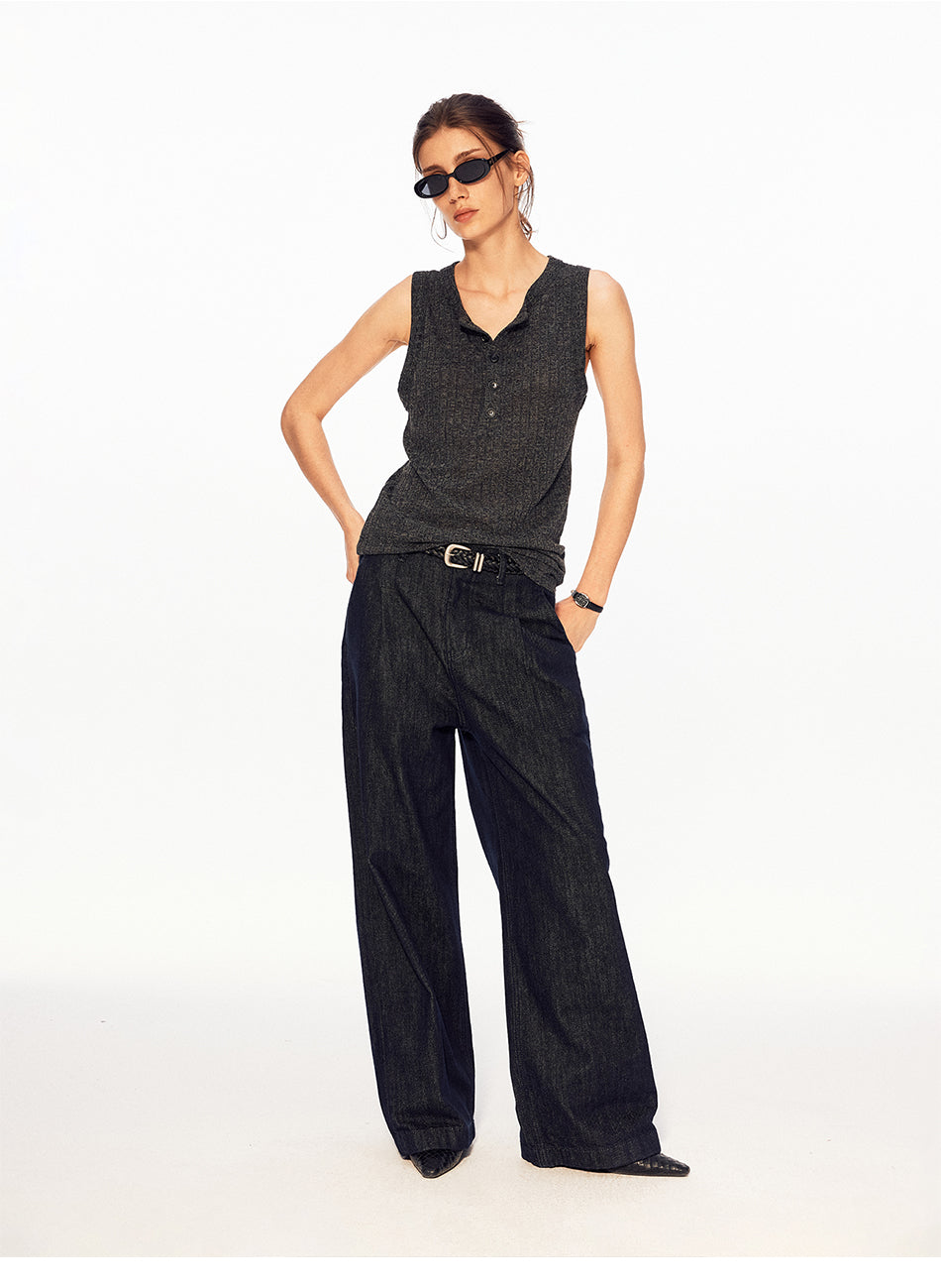 MADWITCH HENLEY RIBBED SLEEVELESS TOP #AW26006