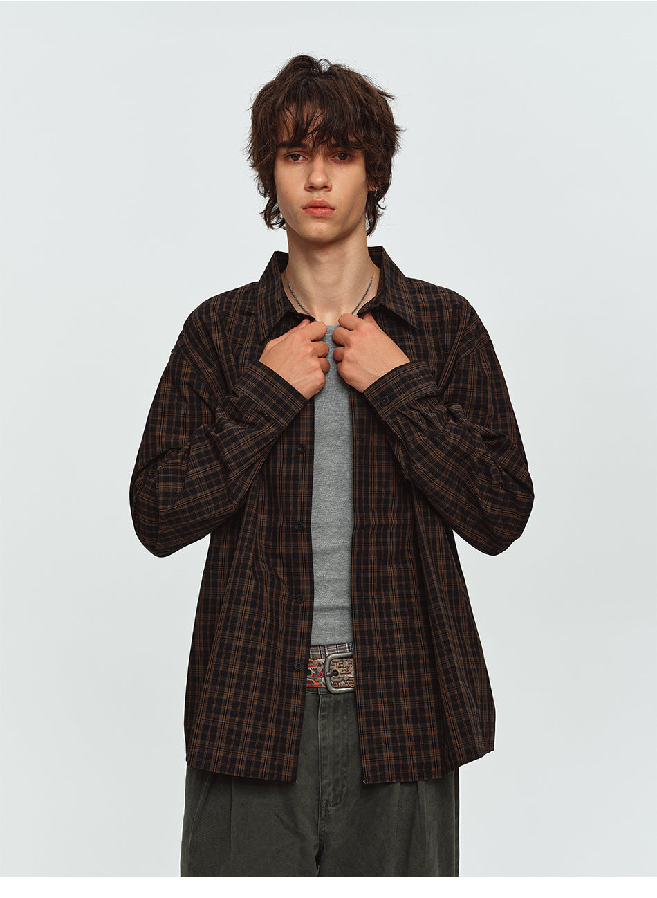 MADWITCH PLAID RELAXED-FIT CASUAL SHIRT #CR6256