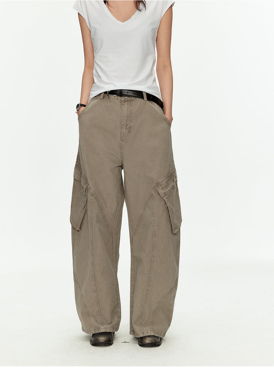 MADWITCH VINTAGE WASHED CURVED CARGO PANTS #K701