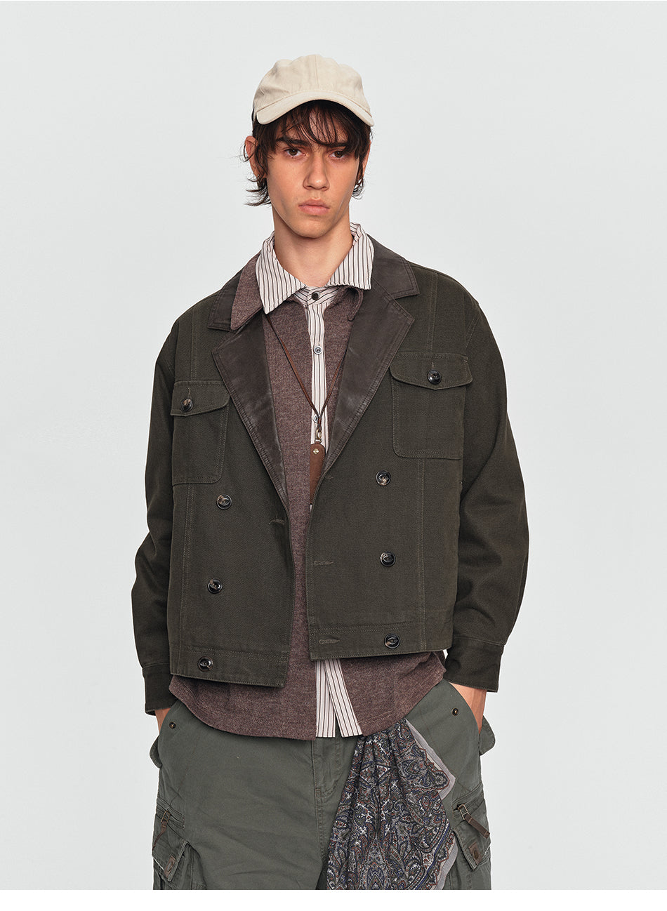 MADWITCH CONTRAST-COLLAR RELAXED UTILITY JACKET #2609WT6101