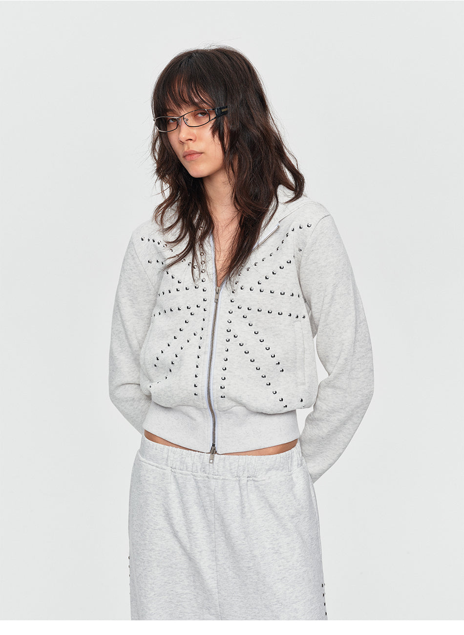 MADWITCH STUDDED CROPPED ZIP HOODIE #G2621