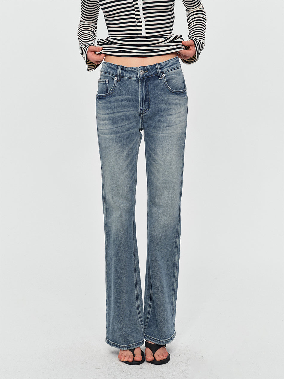 MADWITCH VINTAGE RAW-HEM FLARED JEANS #CN9855