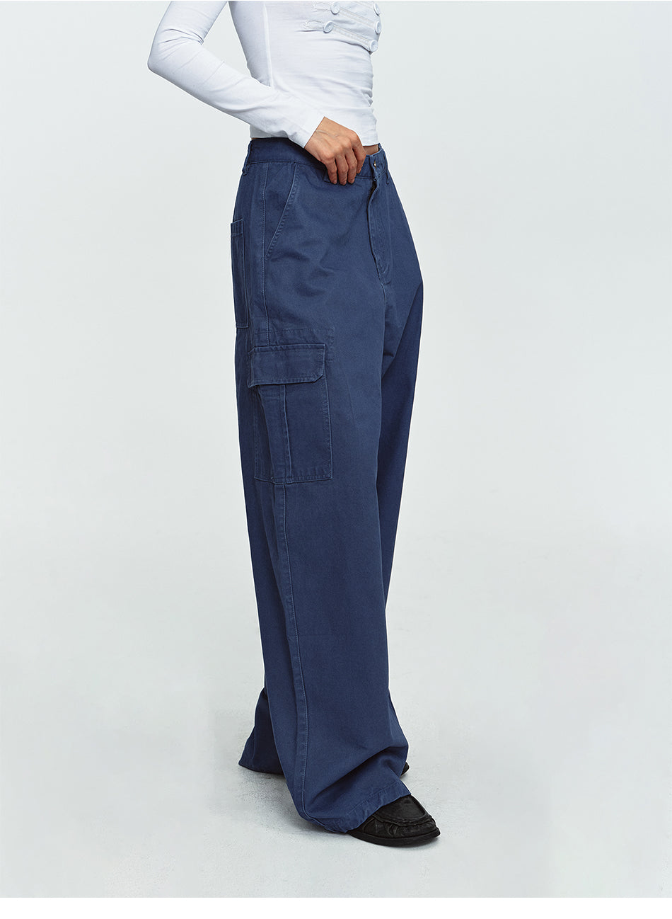 MADWITCH MINIMALIST SIDE-POCKET WIDE-LEG CARGO PANTS #A645