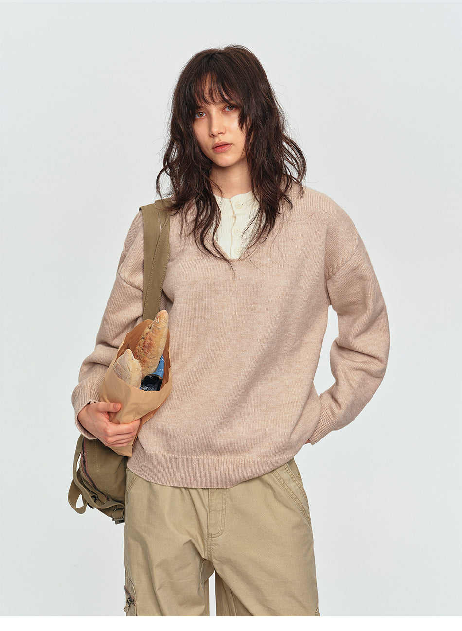 MADWITCH LAYERED HENLEY KNIT SWEATER #AW26832