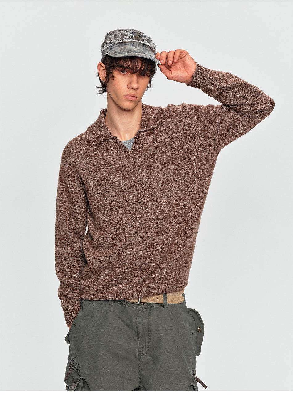 MADWITCH MARLED WOOL-BLEND POLO SWEATER #11820