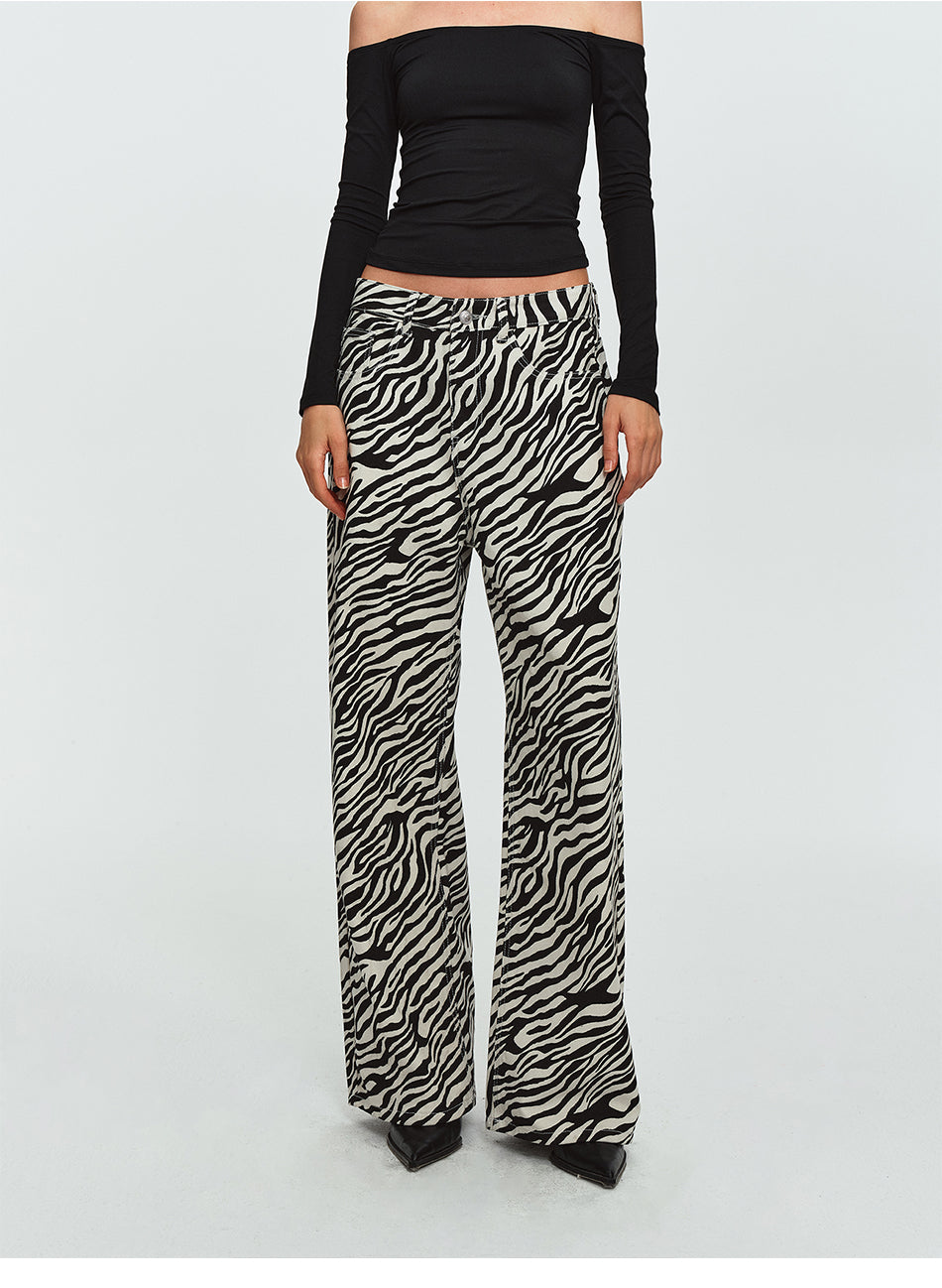 MADWITCH ZEBRA-PRINT RELAXED WIDE-LEG TROUSERS #2026779