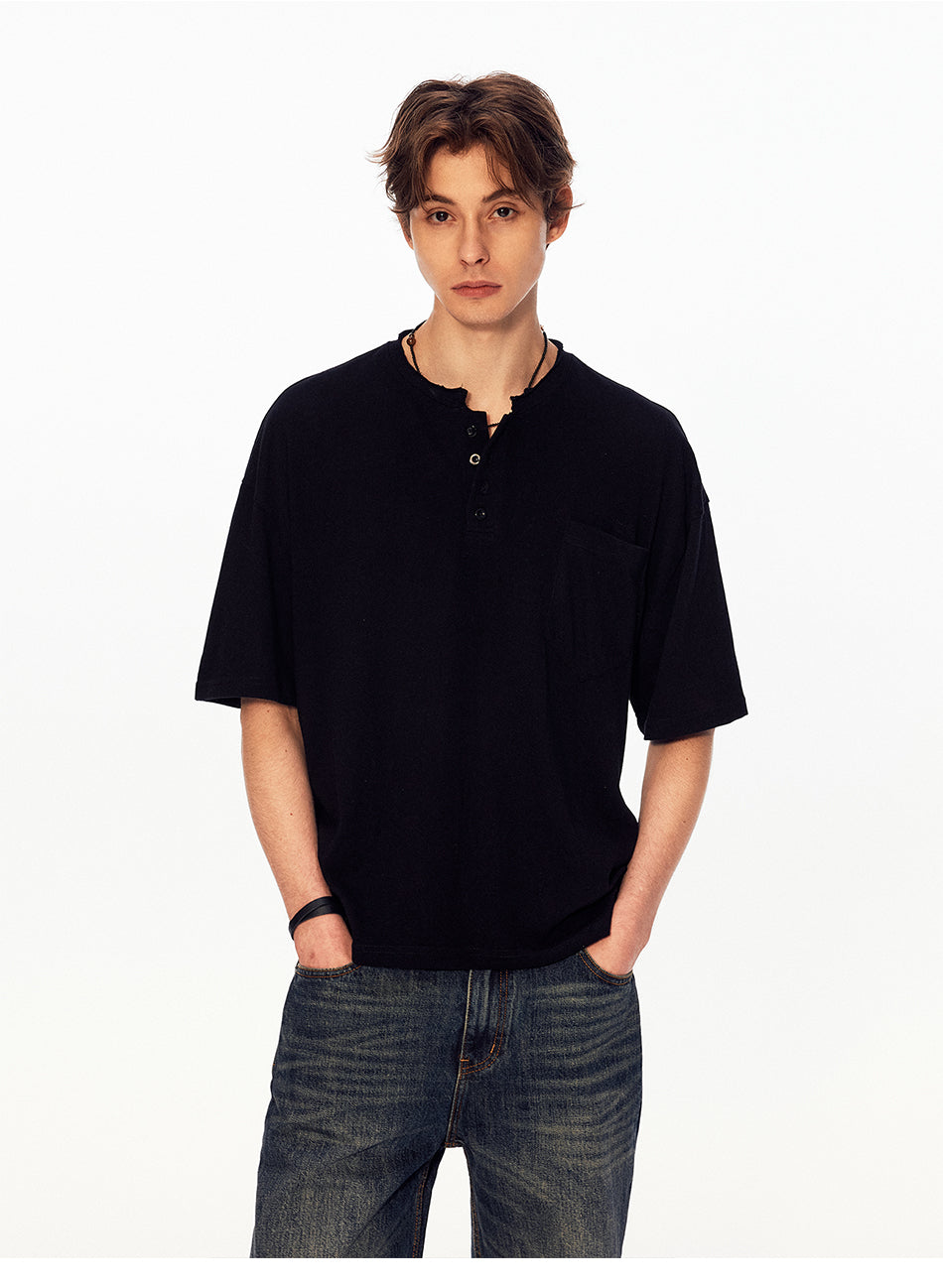 MADWITCH HENLEY LINEN RELAXED TEE #UTU055
