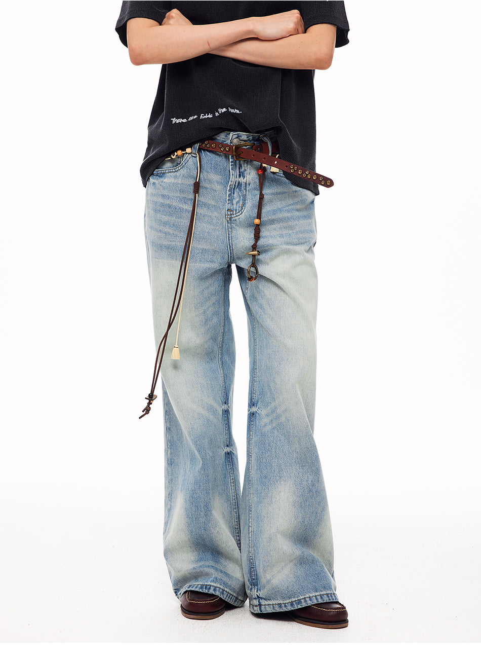 MADWITCH WASHED FLARED WIDE-LEG JEANS #XR9816