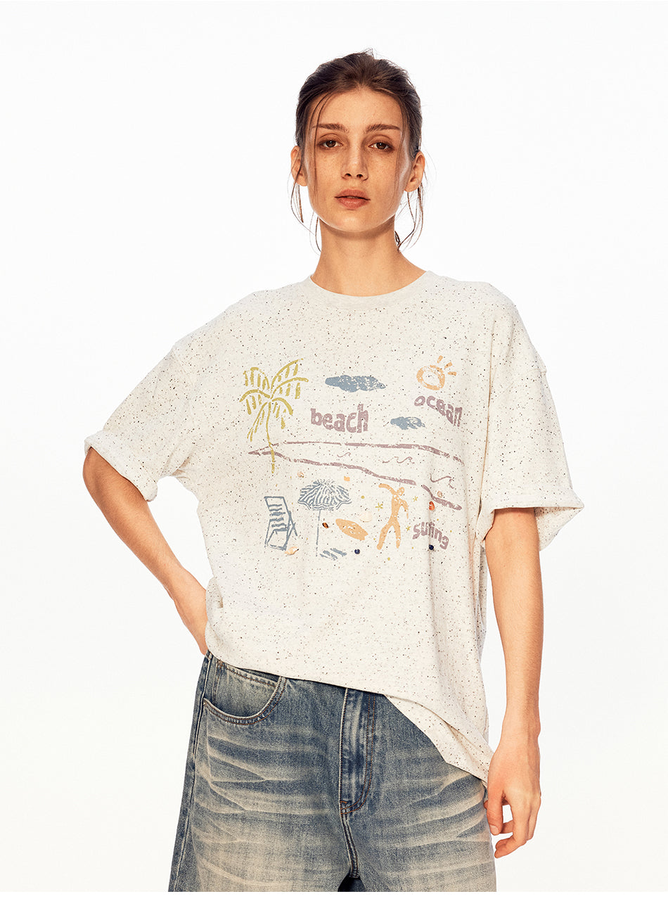MADWITCH VINTAGE BEACH PRINT TEE #991310