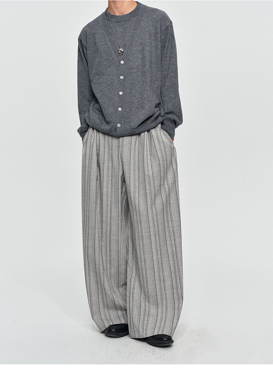MADWITCH PLEATED STRIPED WIDE-LEG TROUSERS #K2080