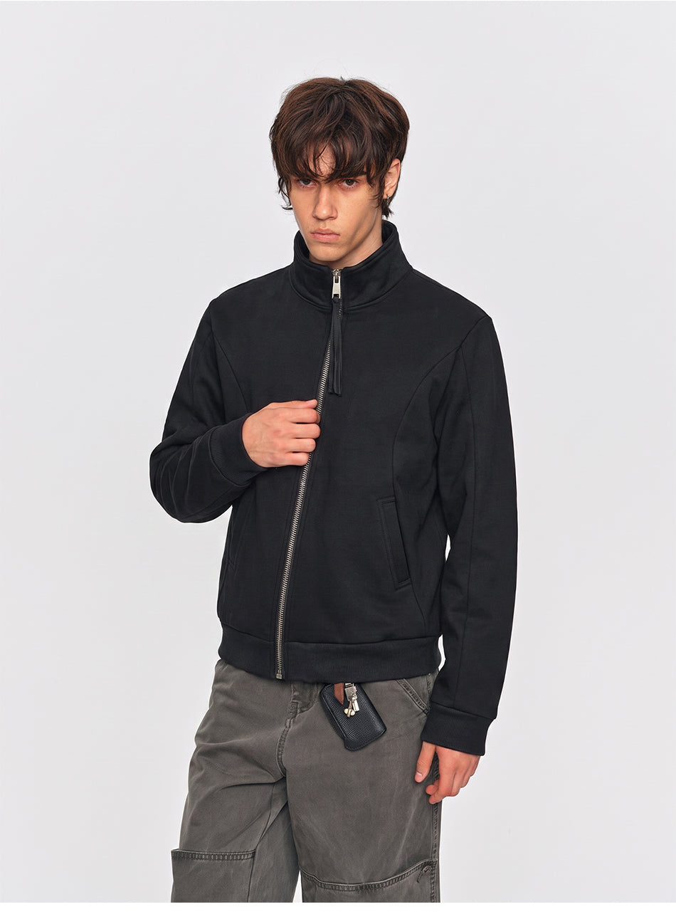 MADWITCH PANEL-CUT STAND-COLLAR ZIP CARDIGAN #2606WT5107