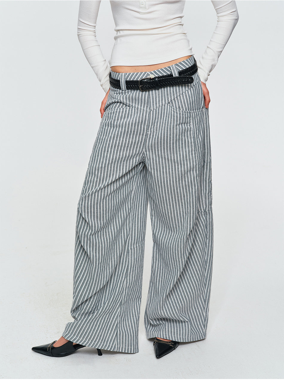 MADWITCH PLEATED STRIPED CURVED PANTS #CK61096