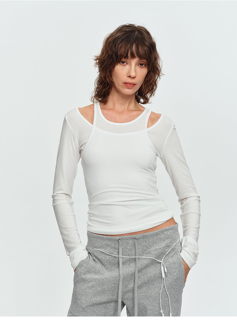 MADWITCH OFF-SHOULDER TWO-PIECE CROPPED LYOCELL TOP #C2026366