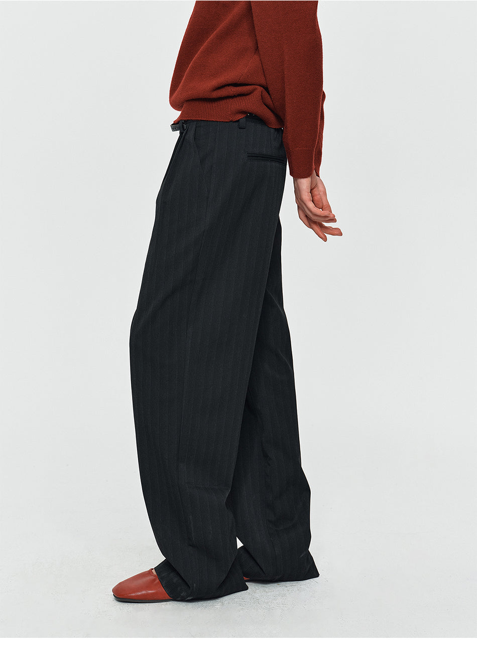 MADWITCH SHADOW-PINSTRIPE WIDE-LEG TROUSERS #AW26125