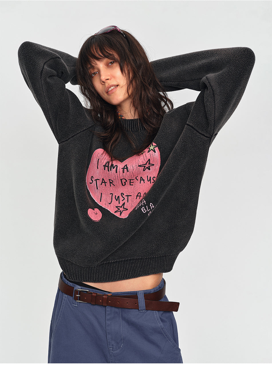 MADWITCH GRAFFITI HEART OVERSIZED SWEATER #MY2609