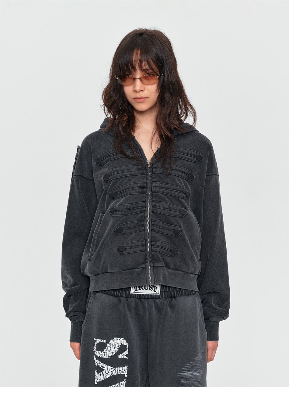 MADWITCH WASHED NAPOLEON ZIP HOODIE #L2026531