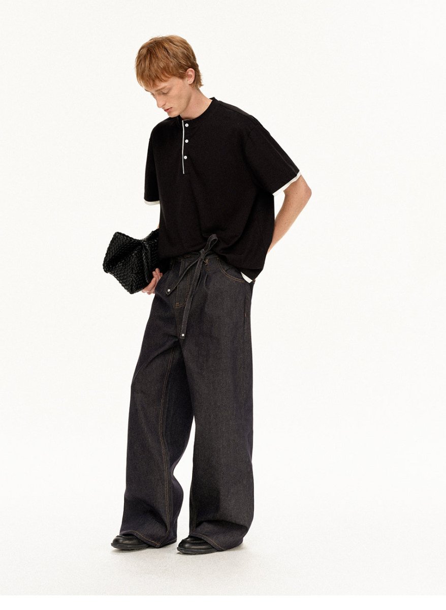MADWITCH VINTAGE HENLEY FAUX LAYER TEE N2013 - MadWitch Store