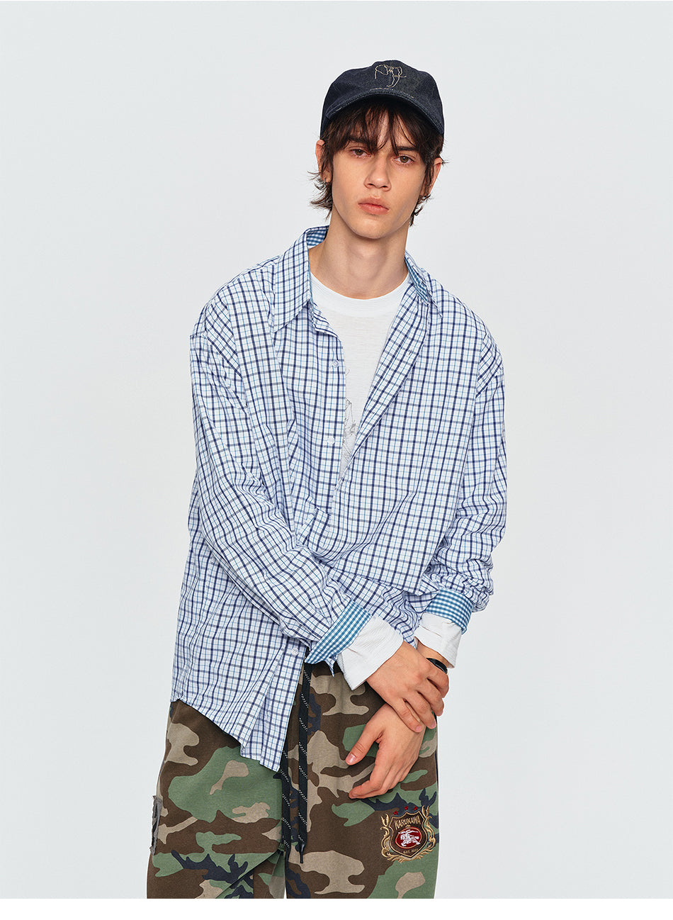 MADWITCH VINTAGE CONTRAST PLAID SHIRT #B301