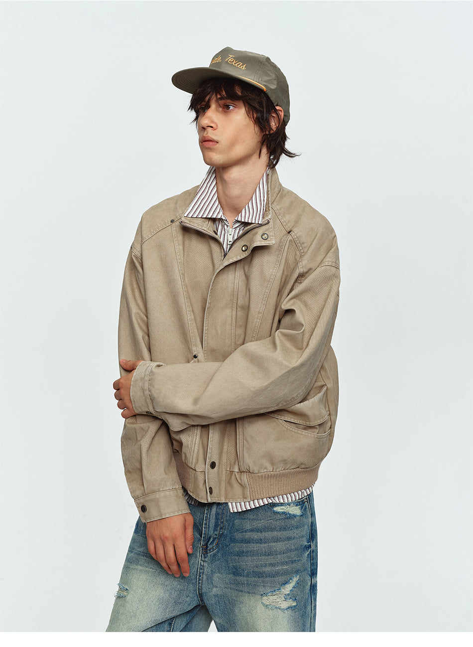 MADWITCH WASHED DISTRESSED CINCHED CROPPED UTILITY JACKET #AW26121
