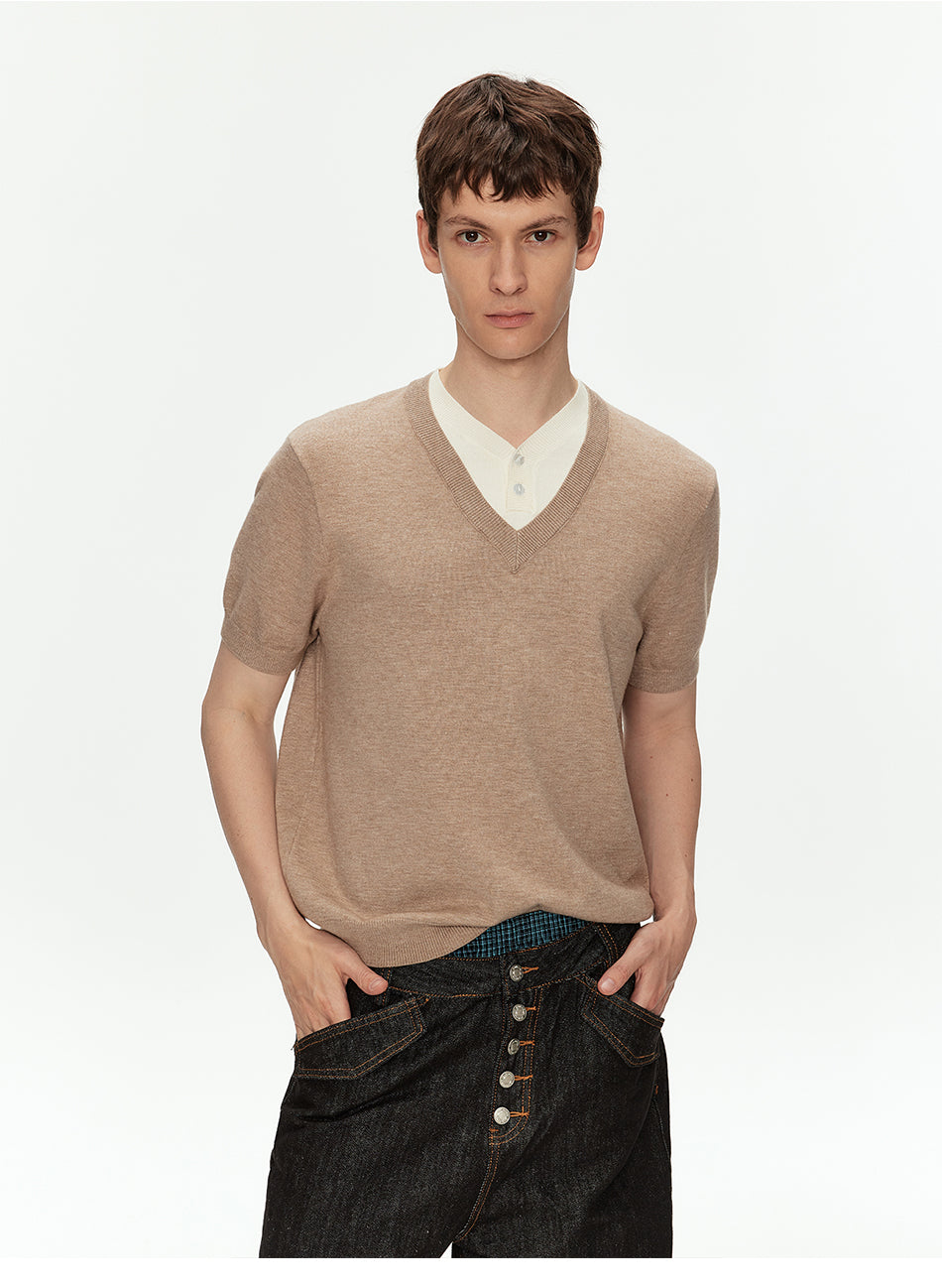 MADWITCH FAUX LAYER V-NIP TEE #AW26816