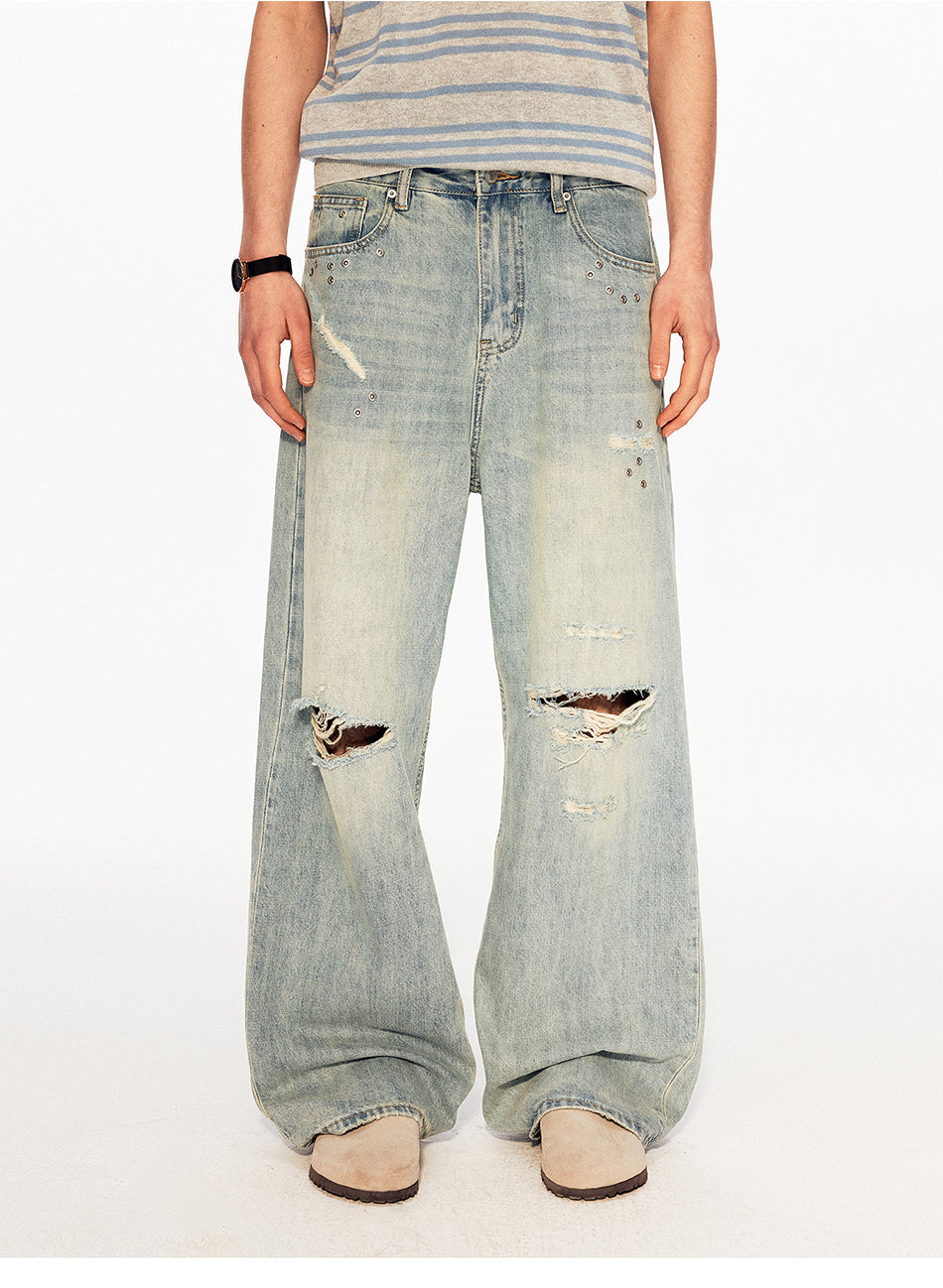 MADWITCH STUDDED DISTRESSED JEANS #CK5613