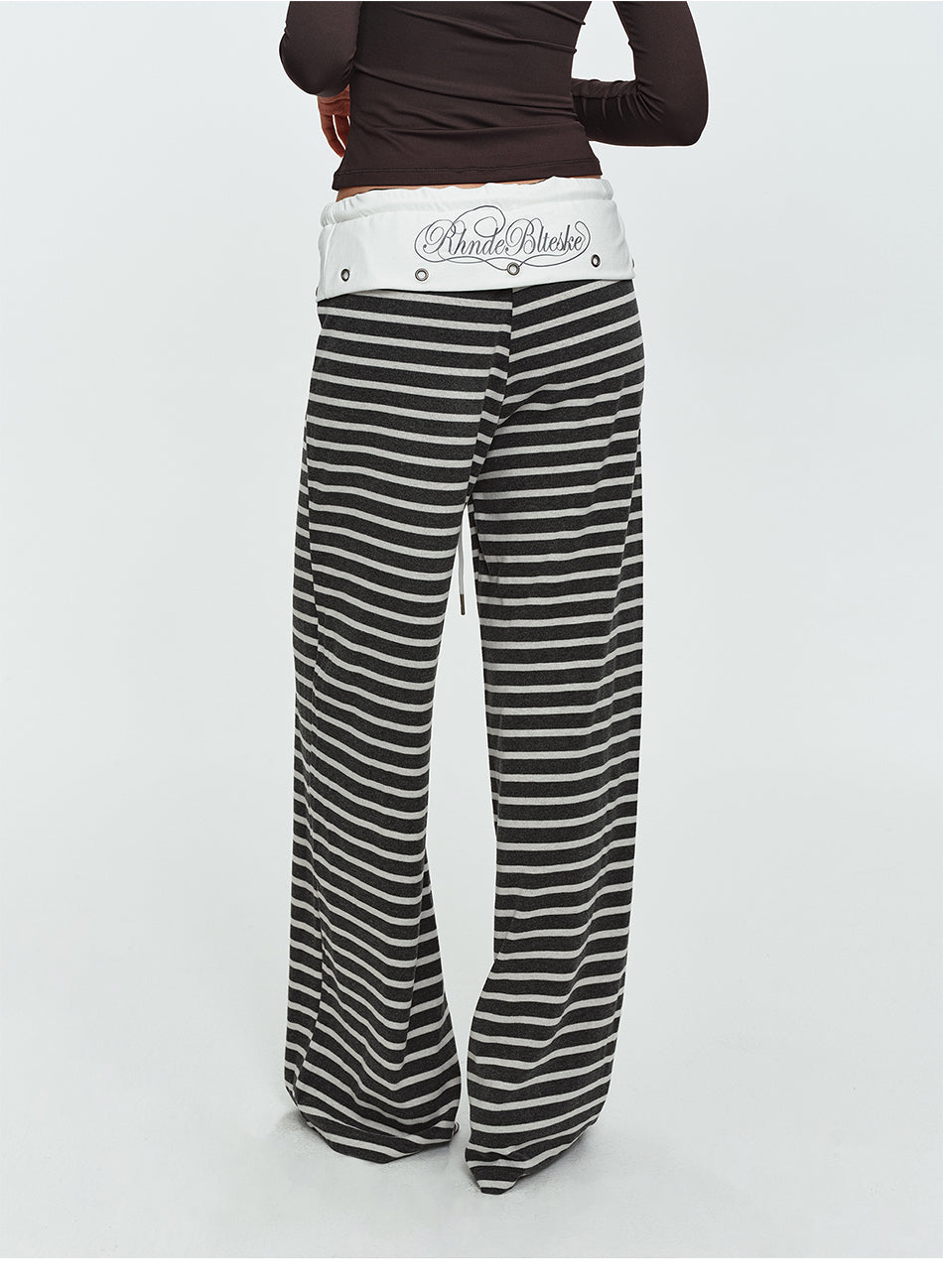 MADWITCH STRIPED STUDDED WIDE-WAISTBAND SWEATPANTS #C2026373