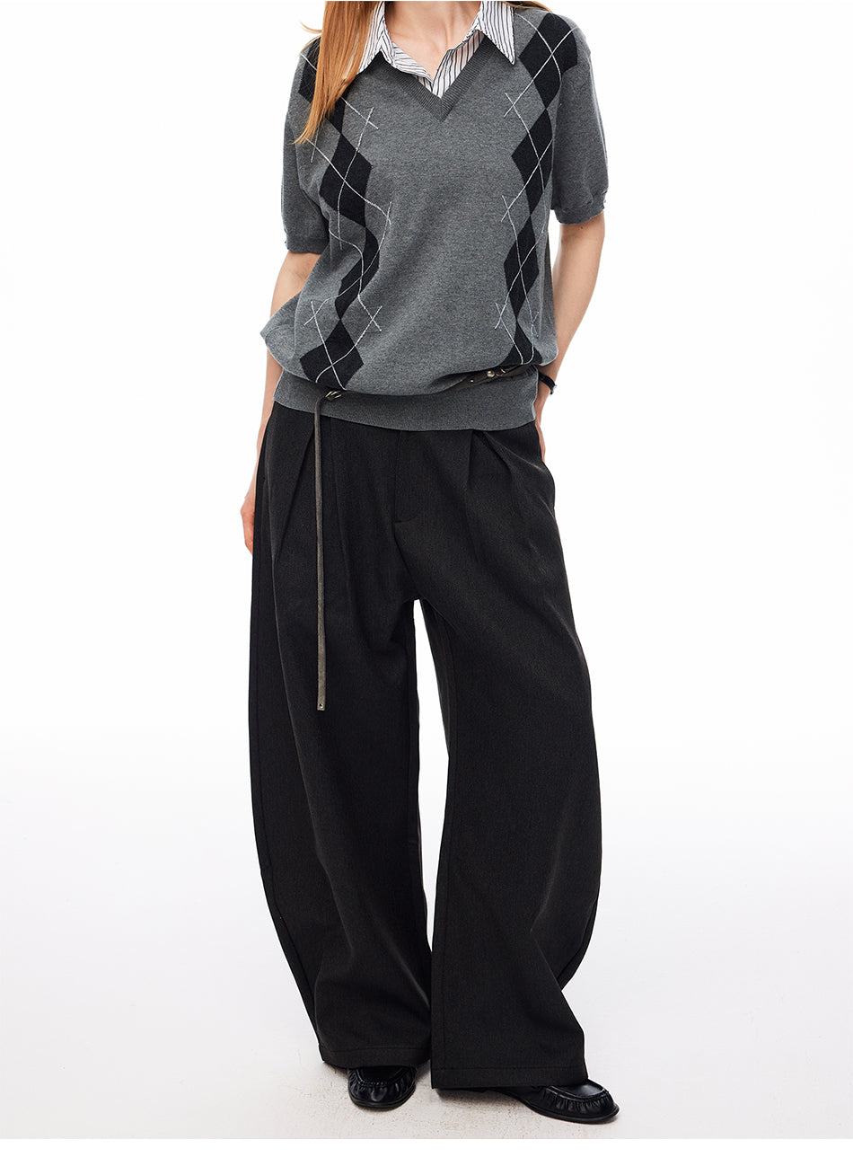 MADWITCH VINTAGE DOUBLE-PLEATED WIDE-LEG TROUSERS #CK61011