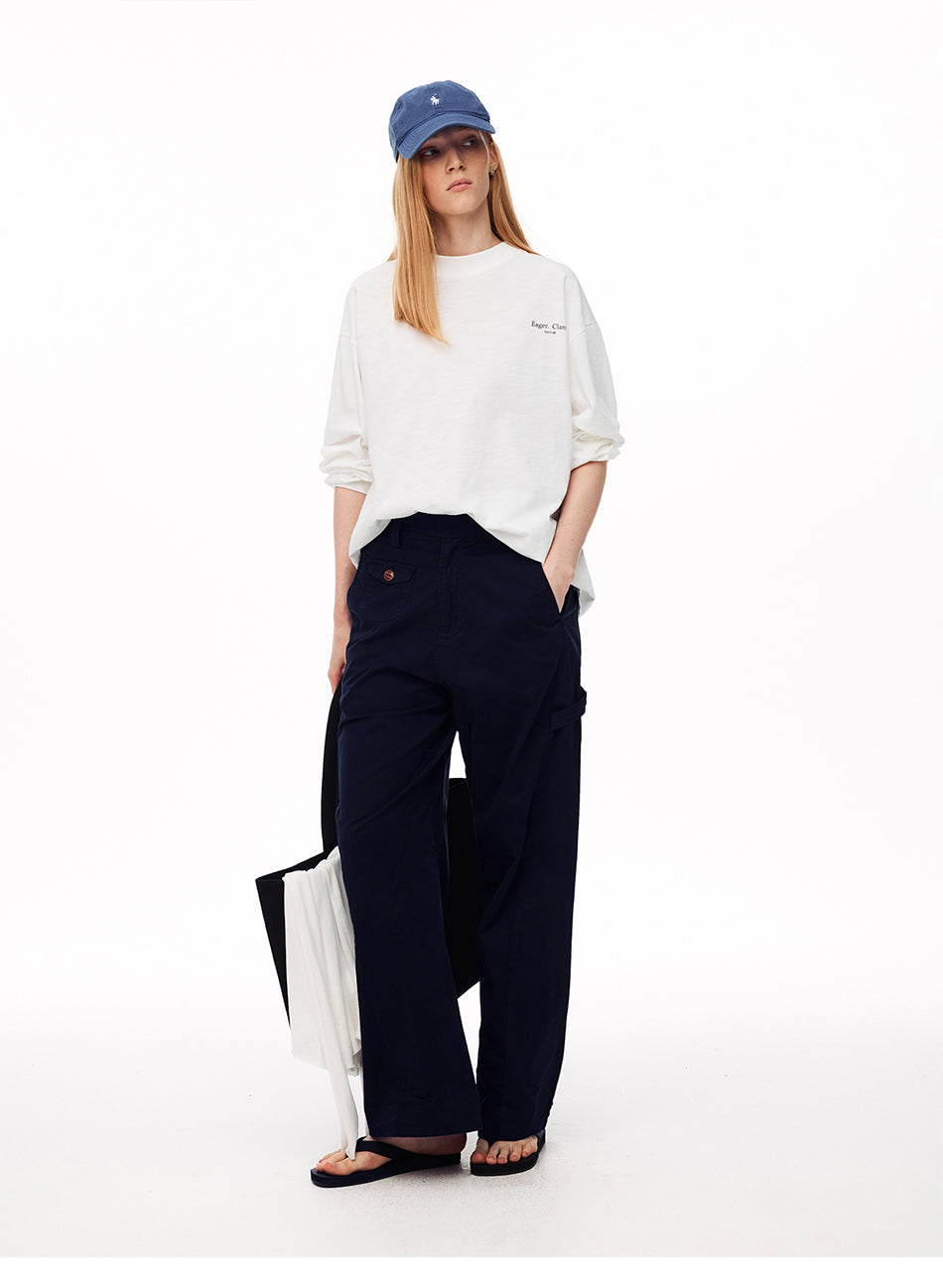 MADWITCH ADJUSTABLE WAIST CARGO WIDE-LEG PANTS #CK61012
