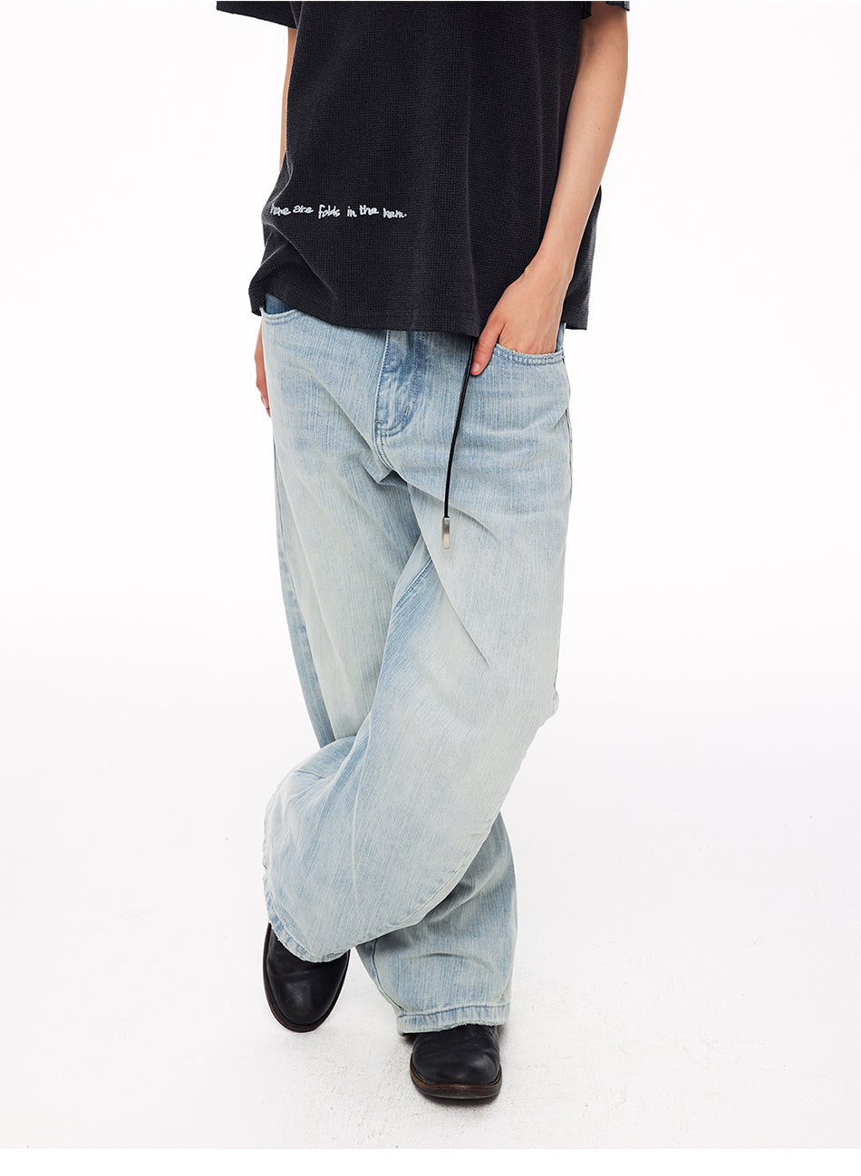 MADWITCH STUDDED WASHED CURVED JEANS #CK9837
