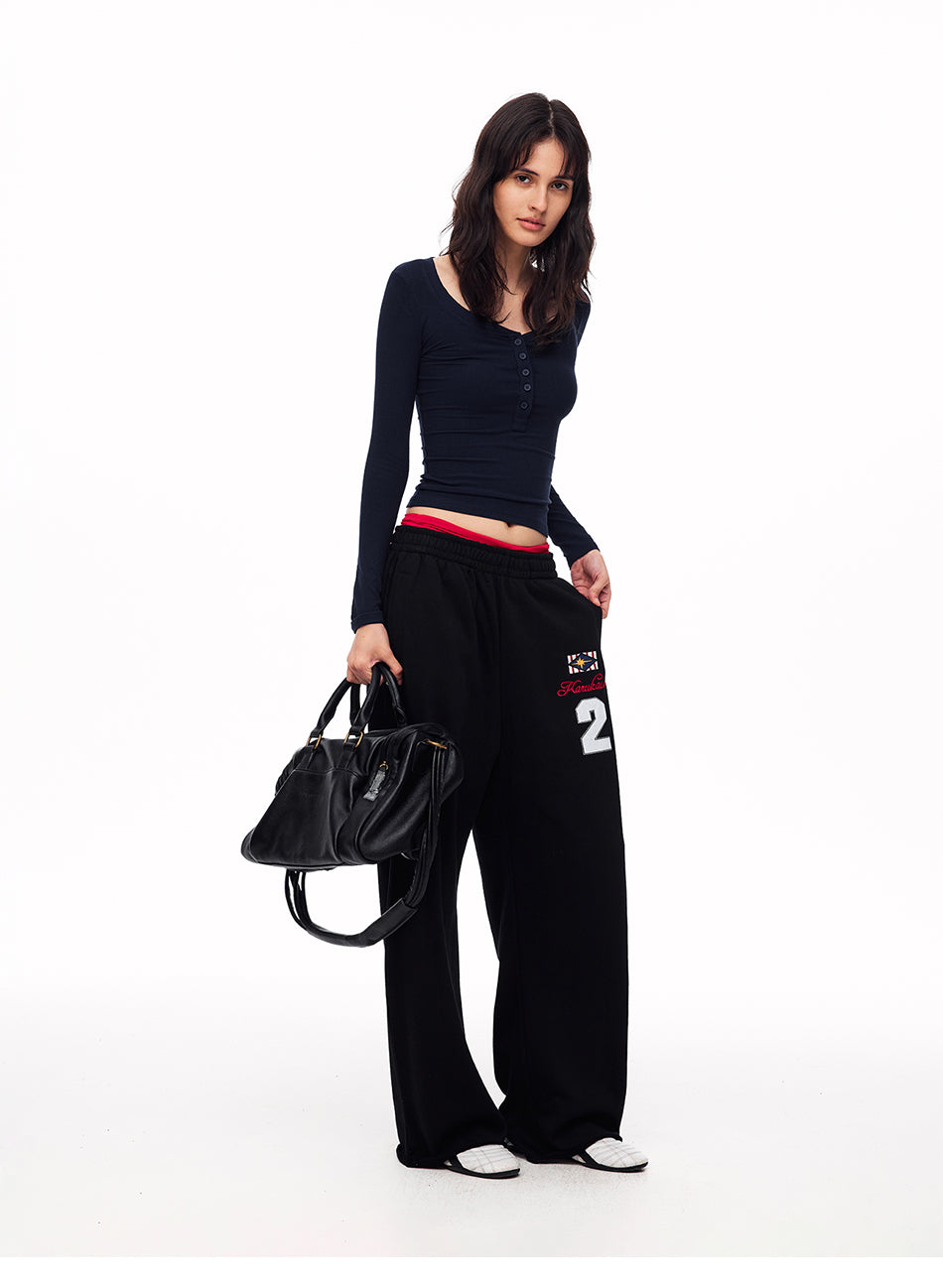 MADWITCH EMBROIDERED WIDE-LEG SWEATPANTS #CK61066