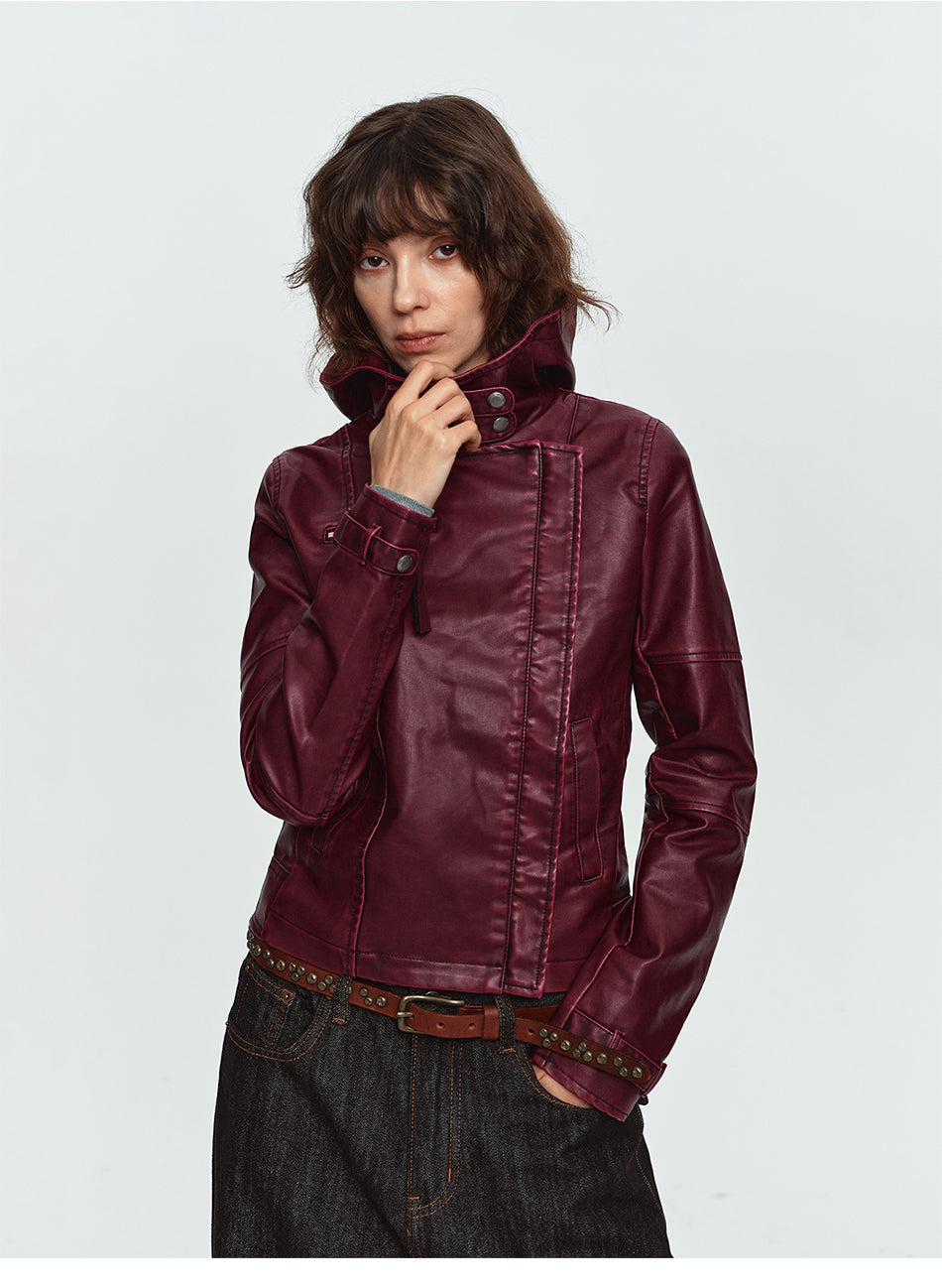 MADWITCH WASHED PU HOODED JACKET #L2026579