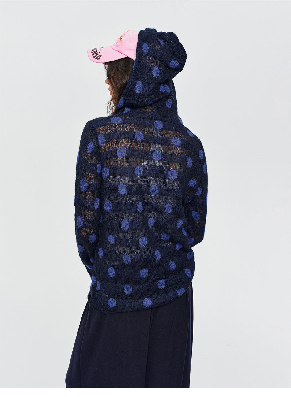 MADWITCH POLKA-DOT HOODED KNIT TOP #MYC026