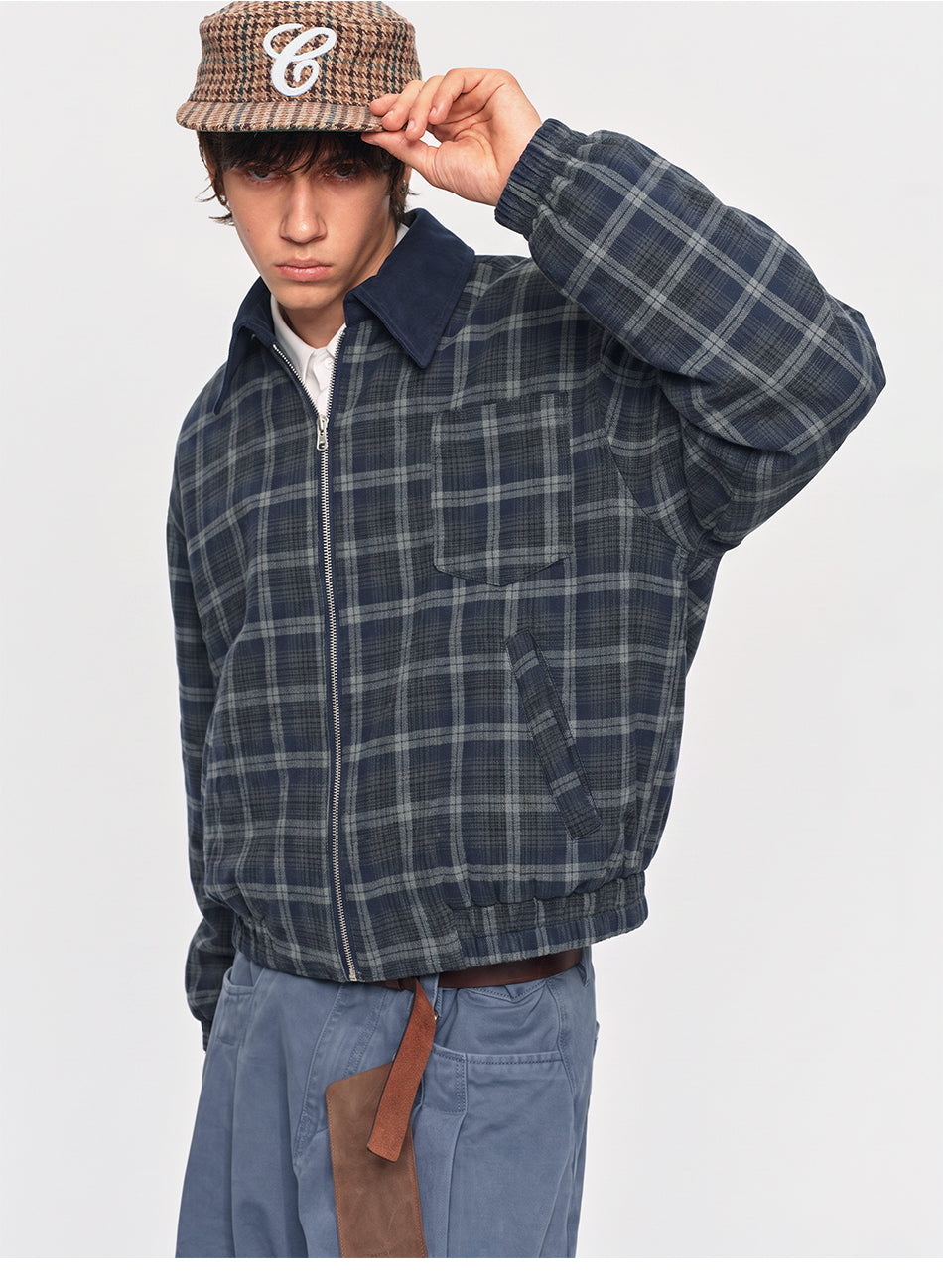 MADWITCH REVERSIBLE DECONSTRUCTED PLAID CROPPED JACKET #N2088