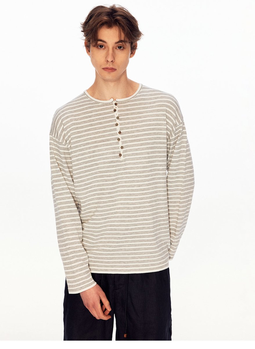 MADWITCH HENLEY LINEN TENCEL STRIPE TEE 68625 - MadWitch Store