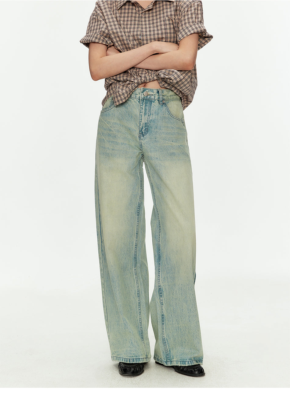 MADWITCH LIGHT BLUE CURVED WIDE JEANS #G60036