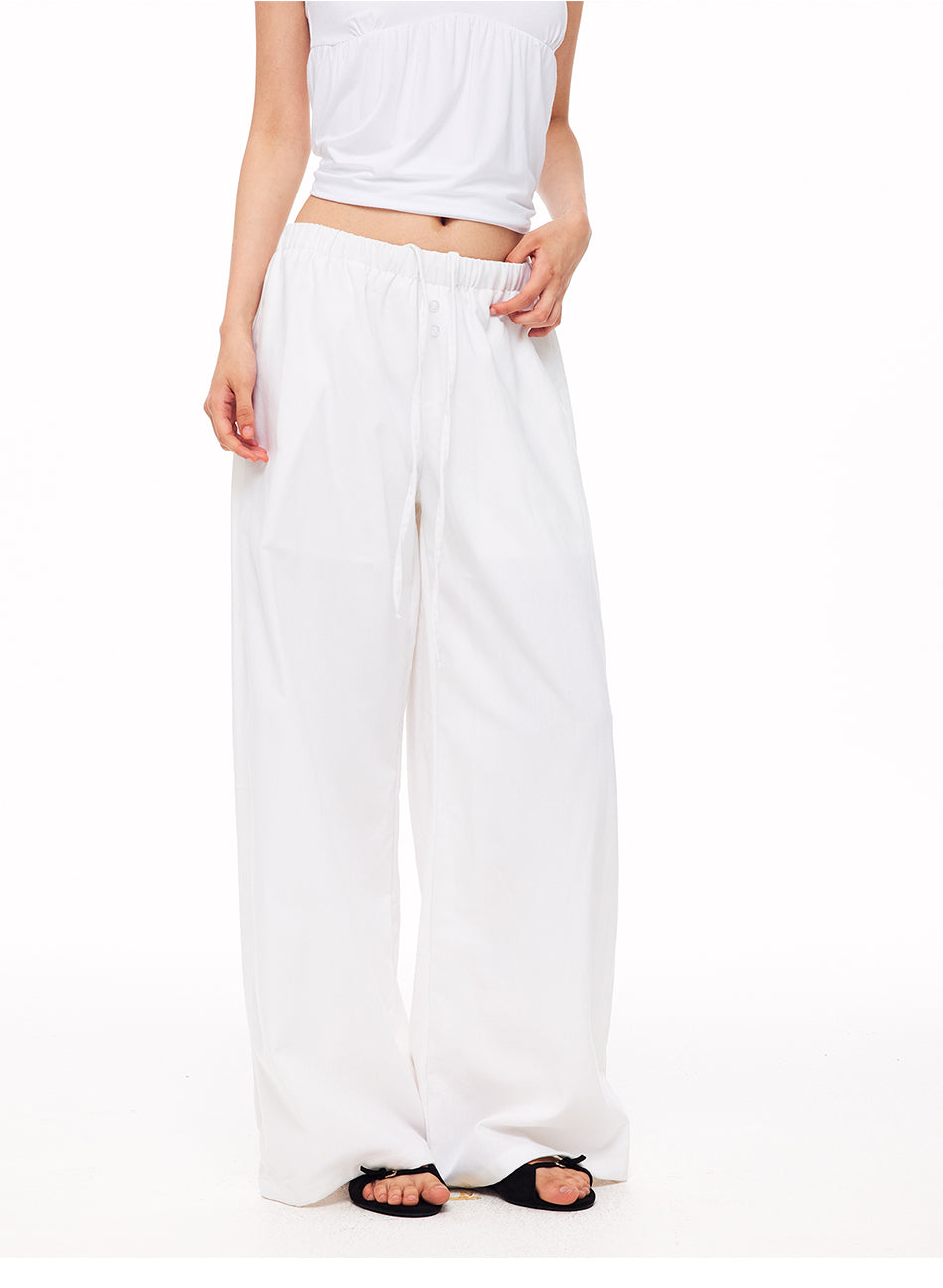 MADWITCH LAID-BACK LINEN-BLEND WIDE-LEG PANTS #CN61079