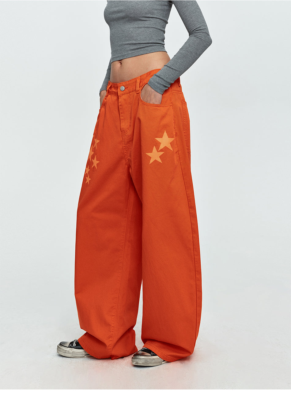 MADWITCH STAR-PRINT WASHED WIDE-LEG TROUSERS #G60156