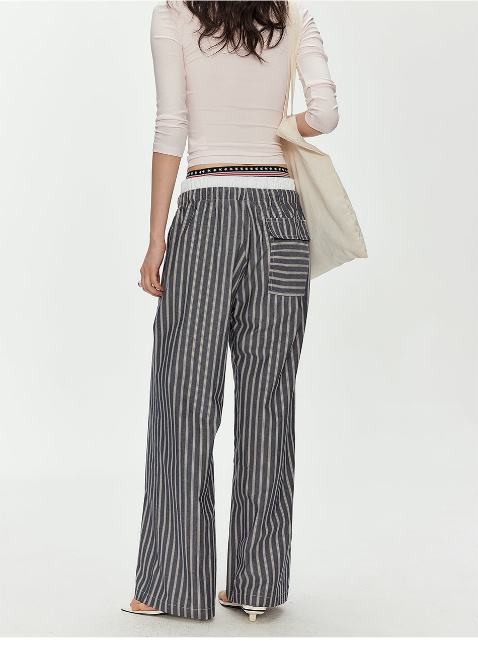 MADWITCH STRIPED SUMMER WIDE LEG PANTS #CK61029