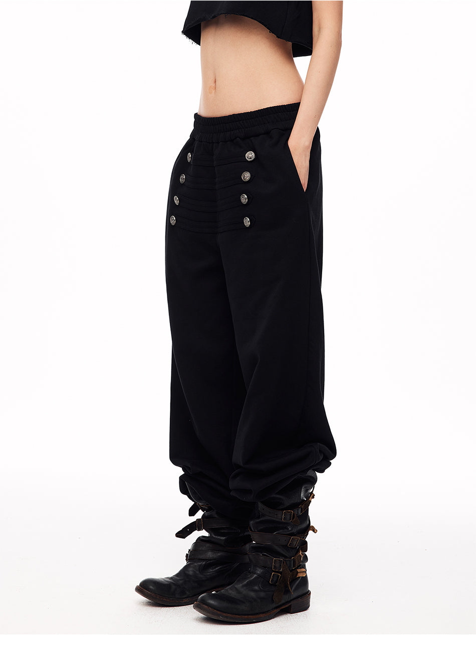 MADWITCH VINTAGE PALACE BUTTONED WIDE-LEG SWEATPANTS #L2026630
