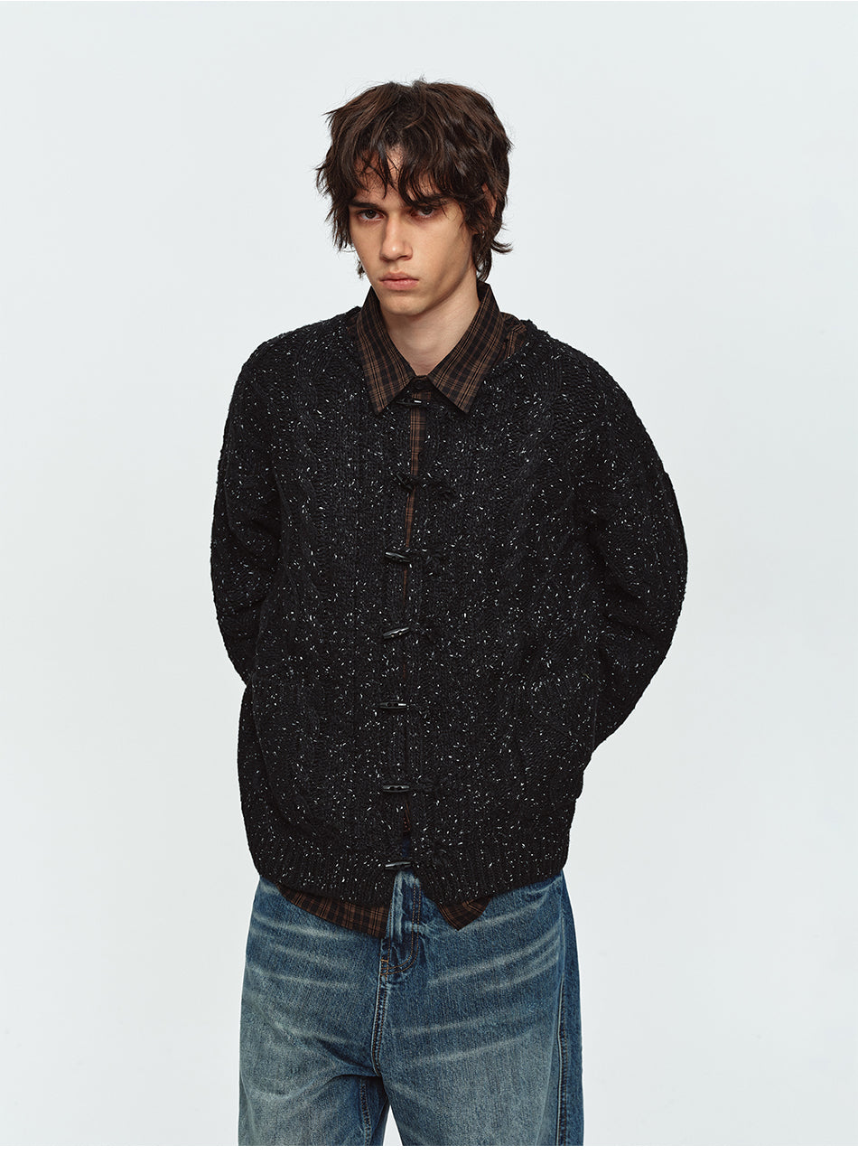 MADWITCH CABLE-KNIT HORN-BUTTON RELAXED SWEATER #9935