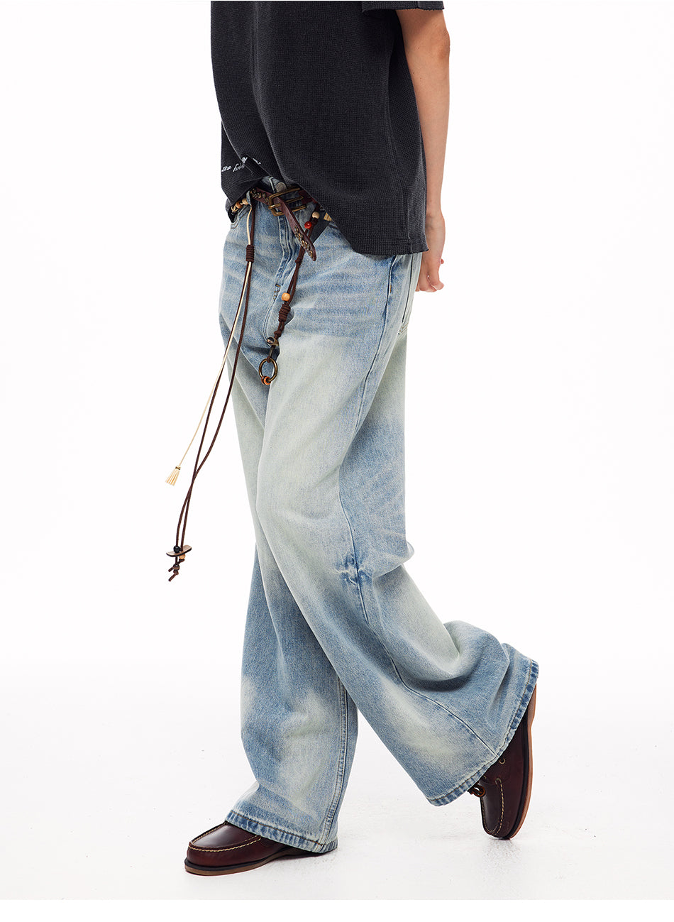 MADWITCH WASHED FLARED WIDE-LEG JEANS #XR9816
